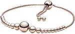 PANDORA~14K Rose Gold Plated &#034;String Of Beads&#034; Slider Bracelet #587749C00~NEW