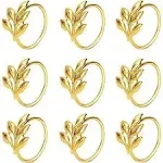 KPOSIYA Set of 20 Leaf Napkin Rings Metal Gold Napkin Holder Table Napkin Rings for Dinning Table Parties Everyday (Ye Zi-Gold 20)