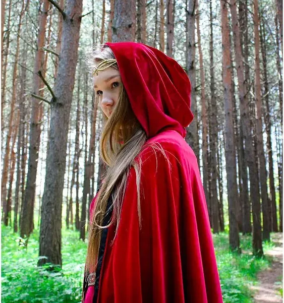 HOMELEX Black Witch Velvet Cloak Halloween Hooded Cape Queen King Robe Outfit Renaissance Medieval Costume