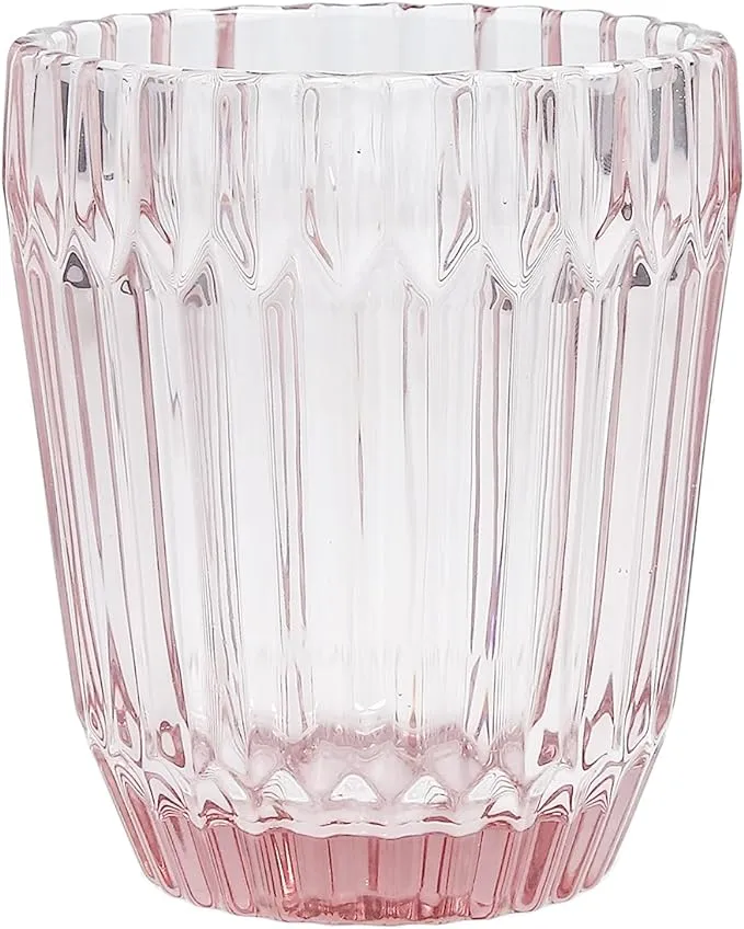 Fortessa Archie Glass Drinkware, Double Old Fashioned (Set of 6), 12.5 Ounce, Pink