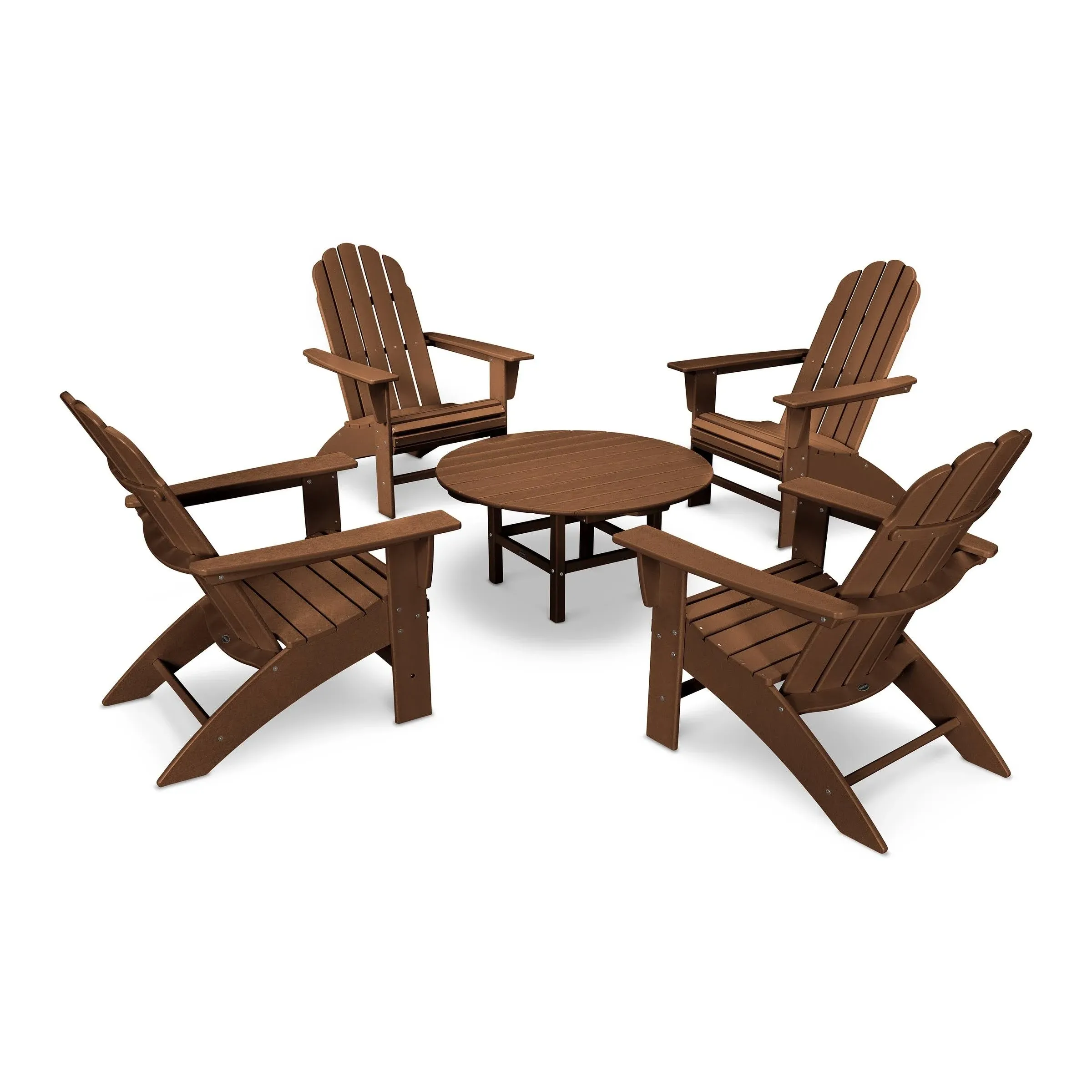 POLYWOOD Vineyard 5-Piece Oversized Adirondack Set - Teak