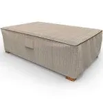 Budge NeverWet Mojave Patio Ottoman/Coffee Table Cover, Black Ivory, Large