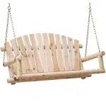 Anraja 4 Foot 2 Seat Porch Swing Hanging Wood, Unfinished, Size: One size, Brown