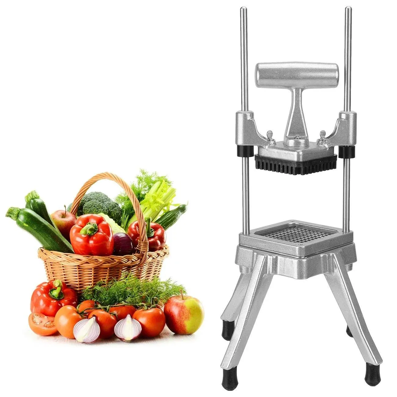 WICHEMI Vegetable Chopper Commercial Veggie Chopper Dicer Commercial Onion Chopper Dicer Potatoe Cutter Stainless Steel Fruit Vegetable Chopper French Fry Cutter Heavy Duty Food Dicer Chopper (3/8")