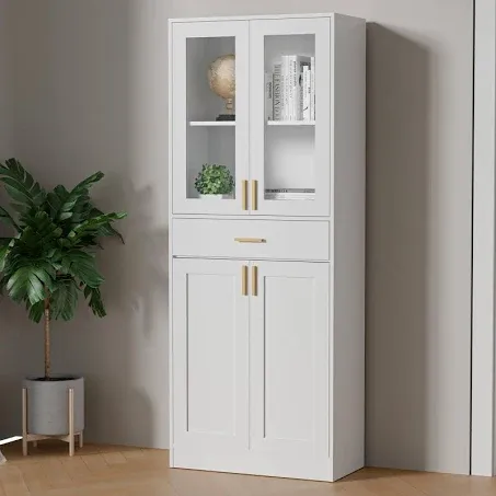 Cozy Castle 70 inch Tall White Display Cabinet