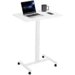 Mobile Compact 28 inch Pneumatic Lift Sit to Stand Laptop Desk, Rolling Presenta