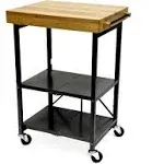 Origami Foldable Wheeled Portable Solid Wood Top Kitchen Island Bar Cart