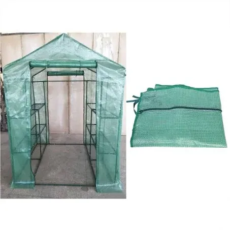 Hakeeta 4-Tier Mini Greenhouse, Plastic Portable Garden Greenhouses, Walk-in Warm Green House Replacement PVC Cover Kit for Indoor Outdoor. (Frame Not Included)(14373195cm)