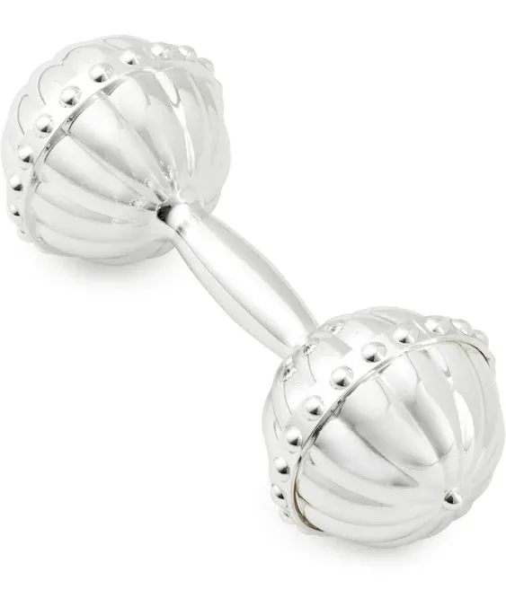 Hallmark Silver Plated Baby&#039;s First Rattle Keepsake In Gift Box Design Packaging