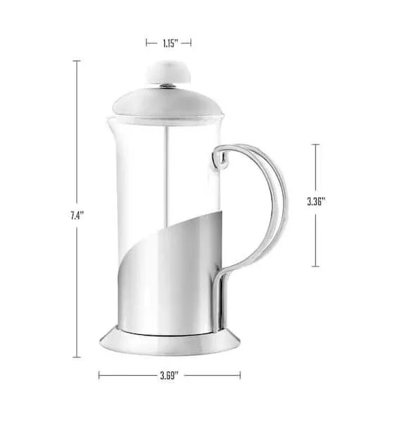 Ovente 3 inch, French Press Carafe Coffee & Tea Maker, 4 Filter Stainless Steel FSL12S