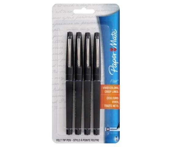 Paper Mate Flair Porous Felt Tip Pens, Medium Point, Black Ink (12 Count)