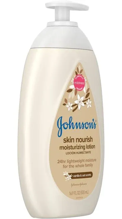 Johnson's Baby Body Lotion for Baby and Toddler with Vanilla & Oat Scents, 16.9 fl oz