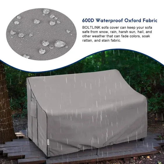 BOLTLINK Outdoor Patio Furniture Covers Waterproof ,Durable 3-Seater Sofa Cover Fits Up to 79W x 38D x 35H Inches