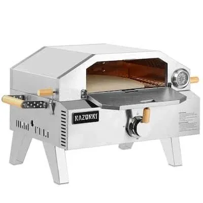 Razorri Outdoor Portable Stainless Steel Gas Pizza Oven, 2-in-1 Fire Griller and Pizza Maker