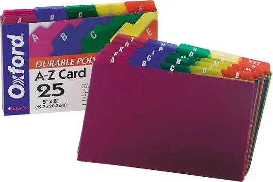 Oxford Card Guides Alpha 1/5 Tab Polypropylene 5 x 8 25/Set