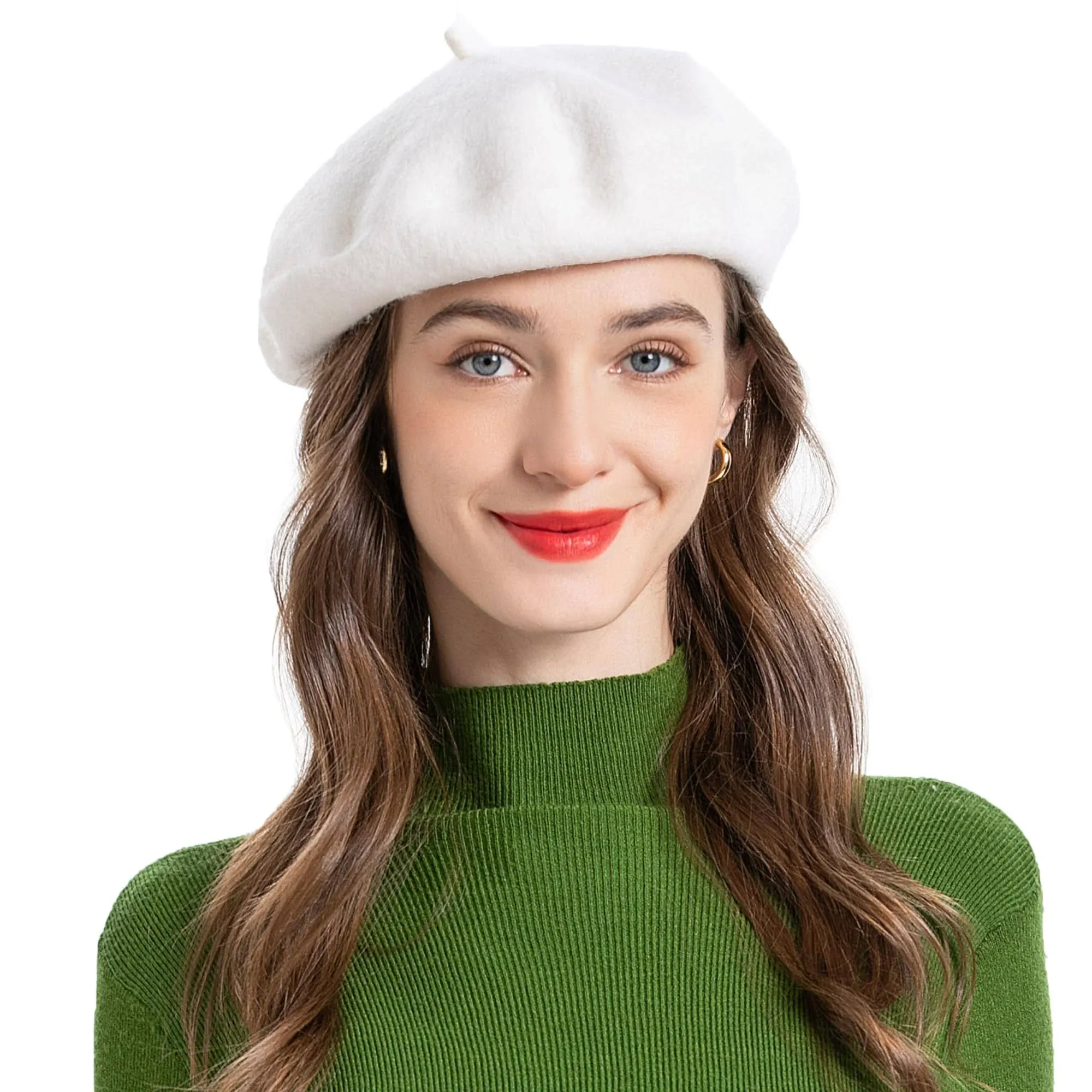 ZLYC Wool French Beret Hat Solid Color Beret Cap for Women Girls