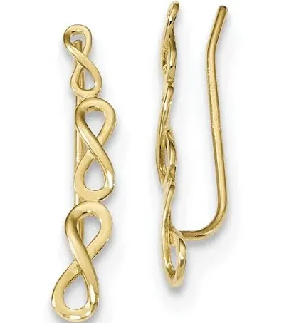 Kazi Luxury 14k Yellow Gold Polished Infinity Ear Climber Earrings