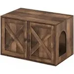 Furinno Peli Farmhouse Cat Litter Box Enclosure, Rustic Brown