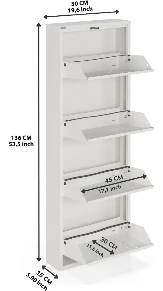 Antibacterial 4 Tier metal shoe cabinet front holes