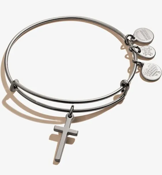 Alex and Ani Divine Guides Expandable Bangle Bracelet for Women, Cross Charm, 2 to 3.5 in