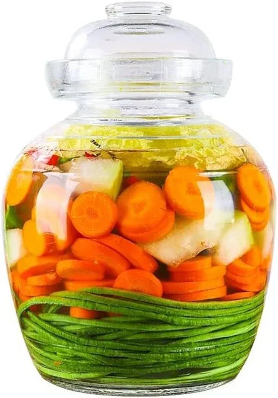 Aosnttol Glass Jar Fermentation Jar, Fermenting Crock with Water Seal Airlock Lid, Fermanting Kit for Wine Brewing, Pickling Kimchi, Sauerkraut,