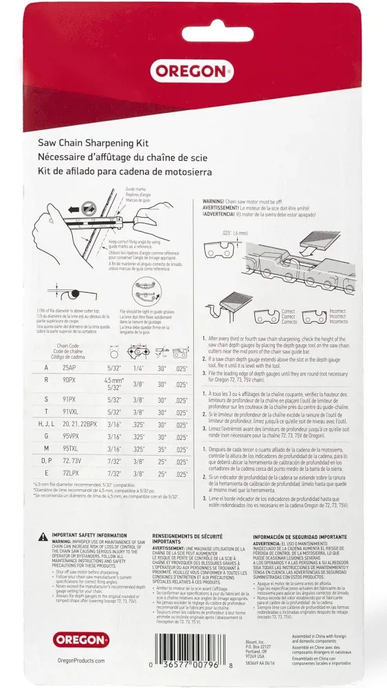 Oregon Chainsaw Sharpening Kit 104004