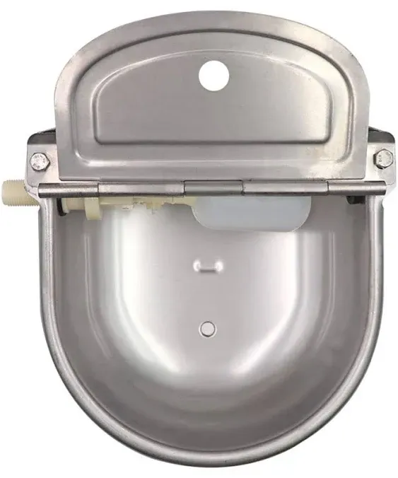 Stainless Steel Automatic Waterer Bowl with Float Valve Automatic Dog Water Bowl Water Trough for Dog Livestock Pig Chicken Goat Waterer with Drain Plug