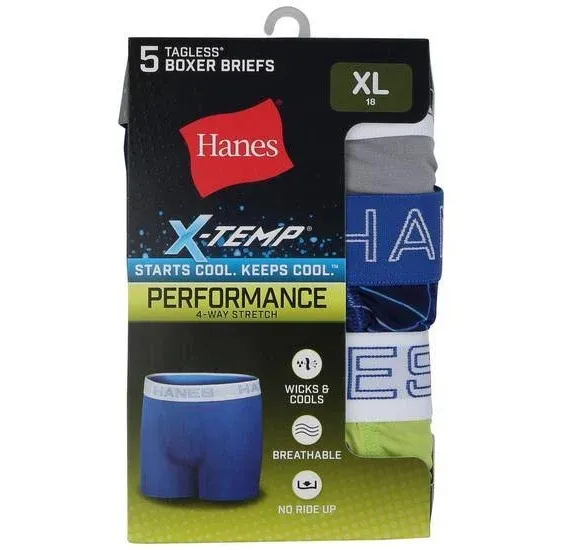 Hanes Boys' X-Temp Stretch Boxer Briefs (5-Pack)