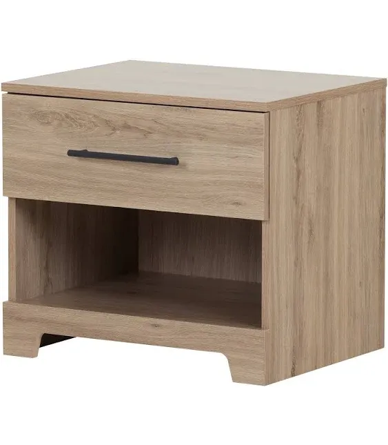 South Shore Primo 1-Drawer Nightstand Rustic Oak