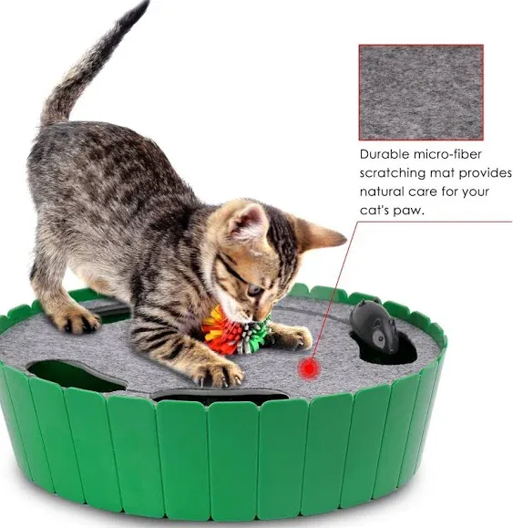 Pawaboo Cat Toy With Running Mouse, Electric Interactive Motion Cat Toy Automatic Rotating Teaser Pop And Play Hide And Seek Hunt Toy for Pet Cat Kit