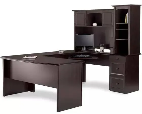 Realspace Broadstreet 65"W U-Shaped Executive Desk Walnut