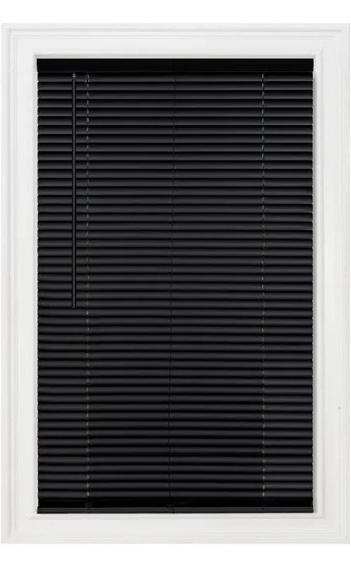 GII Deluxe Sundown Black Cordless Room Darkening Vinyl Mini Blind with 1 in. Slats 27 in. W x 64 in. L