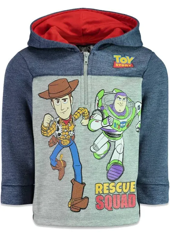 Disney Pixar Toy Story Woody Buzz Lightyear Toddler Boys Fleece Half Zip Hoodie ...