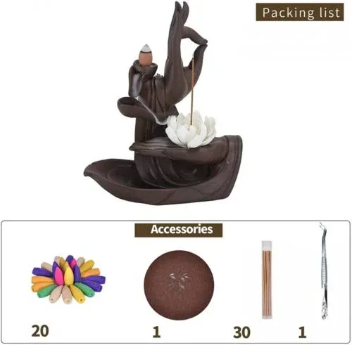 Lotus Of Life Flower Waterfall Incense Cone Burner | Piece Hand Lotus Incense Stick Holder Censer