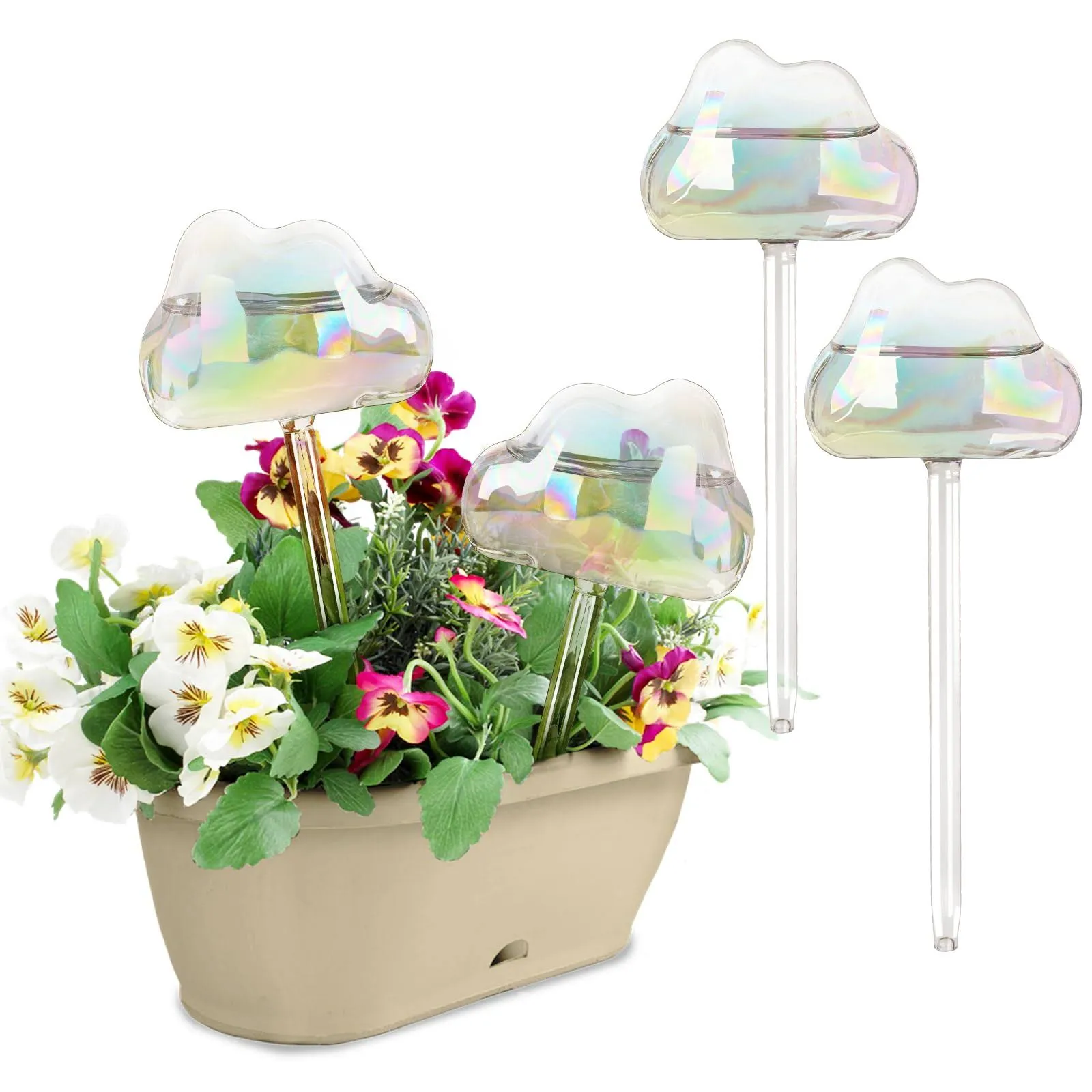 Plant Watering Bulbs Plant Watering Globes Glass Iridescent Self Watering Pla...