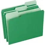 Colored File Folders, 1/3-Cut Tabs: Assorted, Letter Size, Green/Light Green, 100/Box