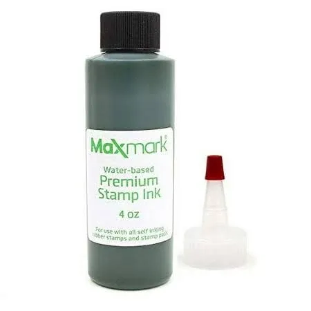 MaxMark Premium Refill Ink for Self Inking Stamps and Stamp Pads, Green Color - 4 oz.