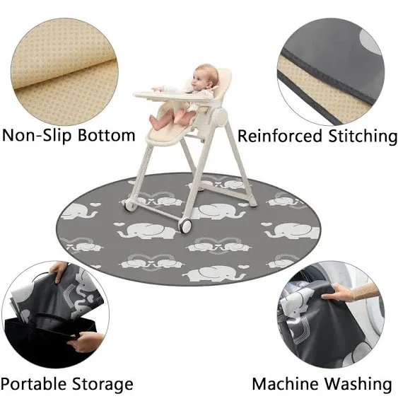 QPIX Digital Baby Splat Mat for Under Highchair, Waterproof Anti-Slip Floor Food ...