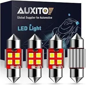 AUXITO CANBUS Error Free 4-SMD 3030 Chipset 31mm (1.25 inch) DE3175 DE3021 Festoon 6000K Xenon White LED Bulbs Replacement for Interior Map Dome License Plate Lights Lamps (Pack of 4)