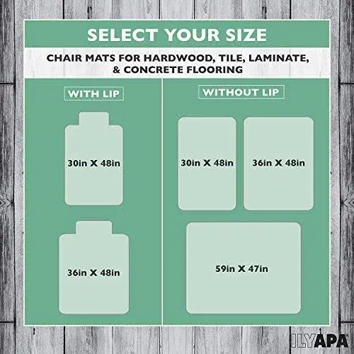 Ilyapa Heavy Duty Office Chair Mat - 2-Pack - 30 x 48 Inches - Clear, Durable PV