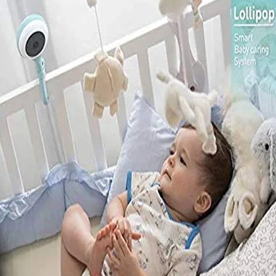 Lollipop Baby Monitor with True Crying Detection (Cotton Candy) - Smart WiFi Baby Camera - Camera with Audio, Video, and Sleep Tracking - Comes with Infrared Night Vision.