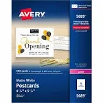 Avery 5-1/2" x 4-1/4", 200-Cards, White Laser Postcard Stock