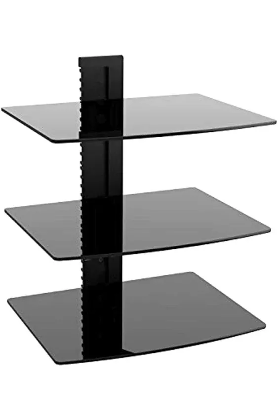 Wali Floating Wall Mounted Shelf with Strengthened Tempered Glasses for DVD