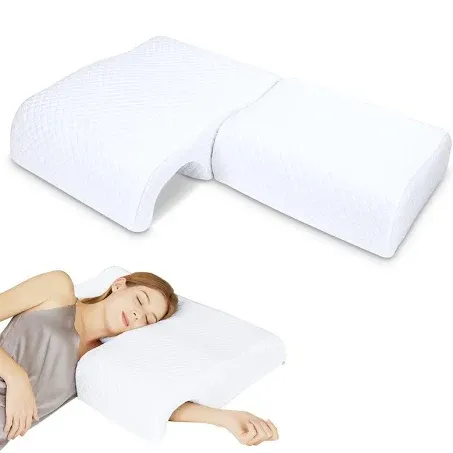 HOMCA Memory Foam Cuddle Pillow, Shoulder Pillow for Side Sleepers, Arm Pillow with Arm Hole for Sleeping, Side Sleeper Pillow for Arm Pressure Relief with Breathable Pillowcase