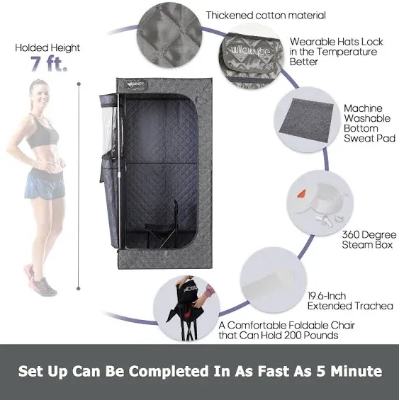 Portable Steam Sauna with Bluetooth Control, 4L KingPower Steamer, Body Tent, Foldable Chair | Personal Home Spa