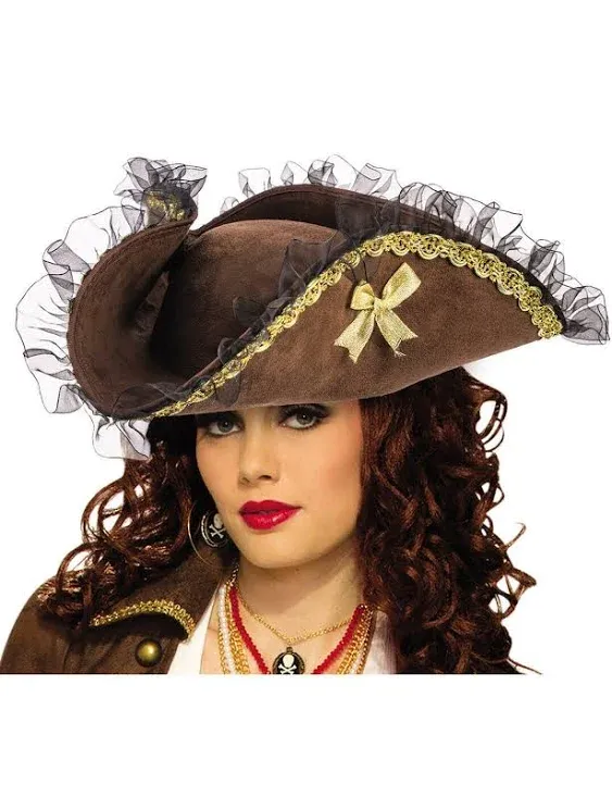 Adult Brown Pirate Tricorn Hat