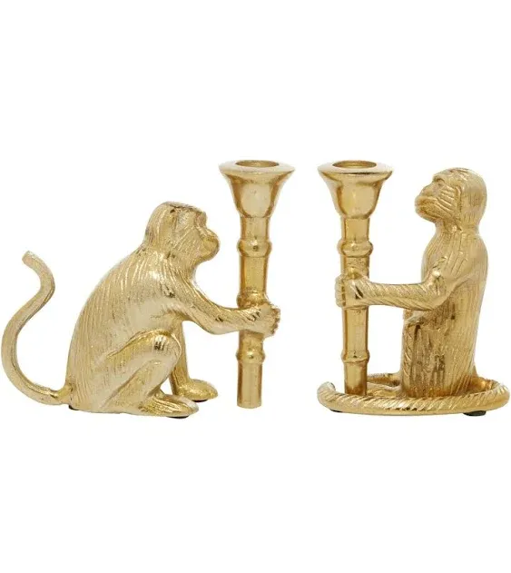 Gold Aluminum Candle Holder (Set of 2)