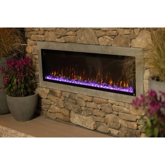 Sideline Elite 60 Inch Recessed Smart Outdoor Weatherproof Electric Fireplace (No Heat) 80049