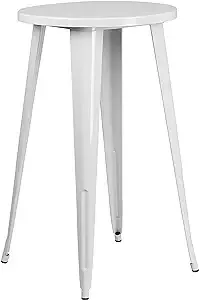 Flash Furniture James Commercial Grade 24" Round White Metal Indoor-Outdoor Bar Height Table