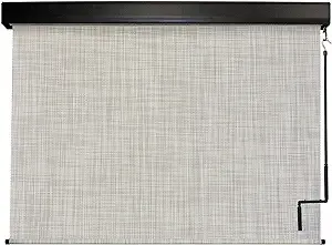 Keystone Fabrics PVC Outdoor Patio Sun Shade with Valance 10ft Wide (Gray/Beige)